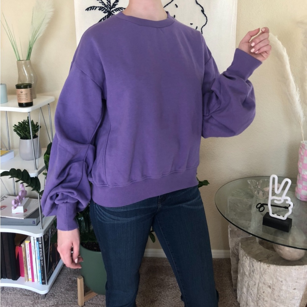 H&M Purple Oversized Puffy Sleeve Sweatshirt